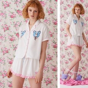 rare lazy oaf teddy pj set both top and shorts